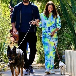 Aviator Nation Tie-Dye Hoodie and Joggers Set - Blue and Yellow